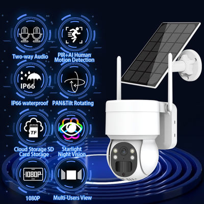 Báo động tầm nhìn ban đêm FHD Bảng điều khiển năng lượng mặt trời IP Camera PTZ thông minh Hệ thống camera quan sát cho an ninh Bardi